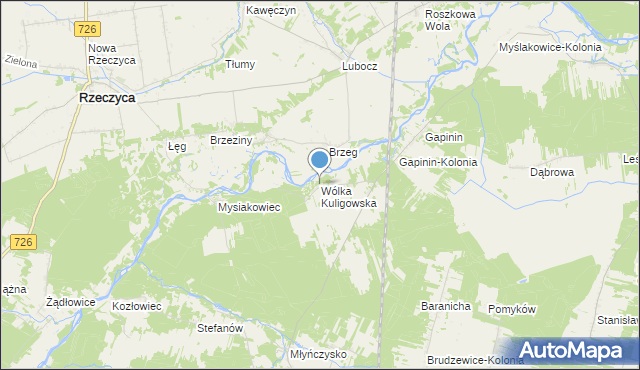 mapa Wólka Kuligowska, Wólka Kuligowska na mapie Targeo